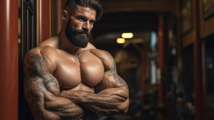 Bodybuilder showing vascular arms
