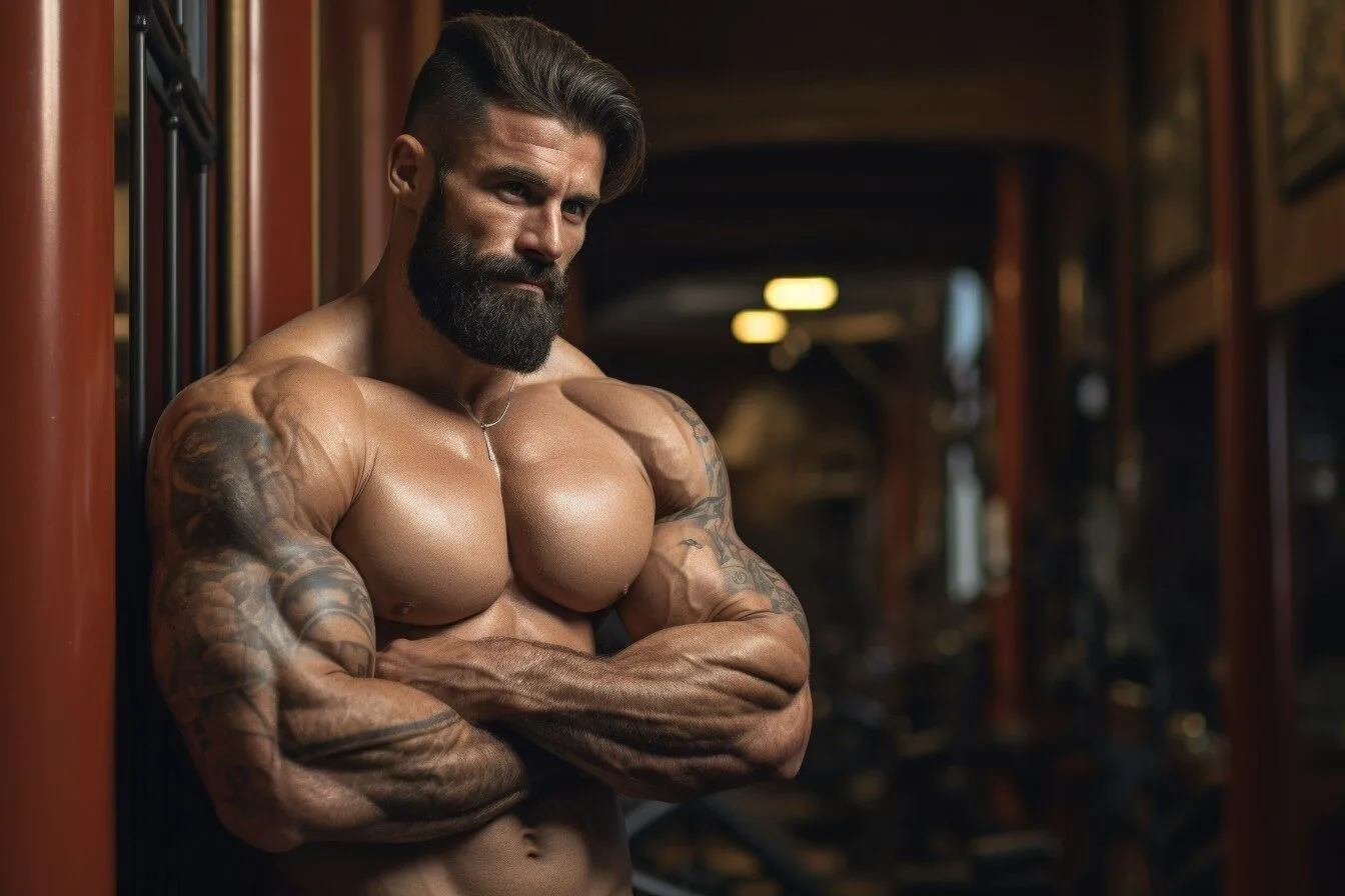 Bodybuilder showing vascular arms