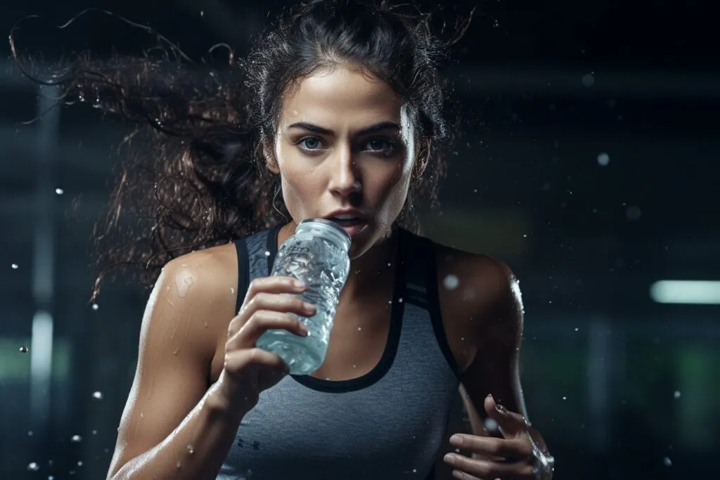 Person hydrating during exercise