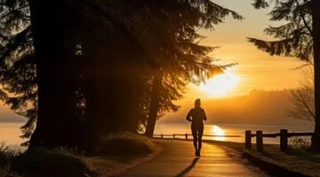 Person jogging at sunrise during detox