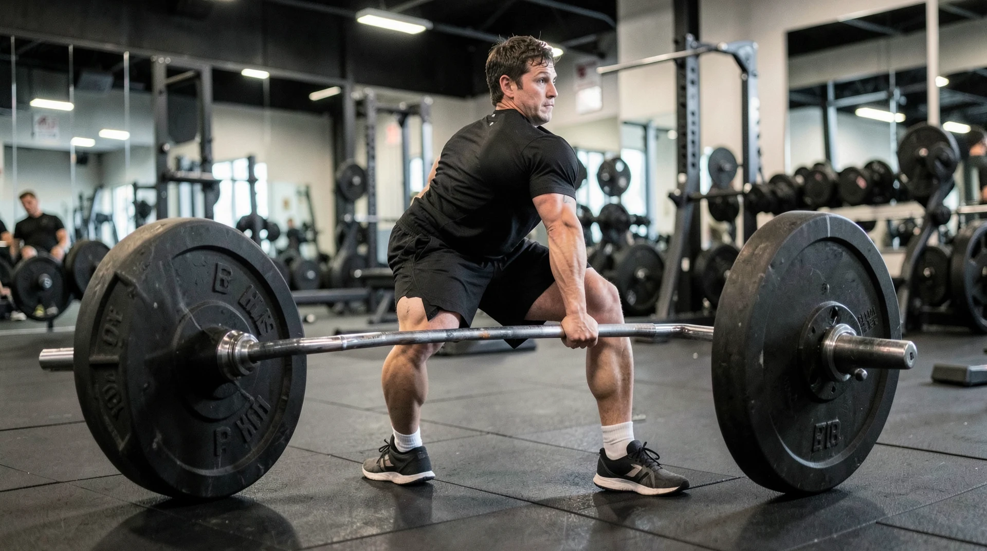 Lifter performing conventional deadlift with proper form
