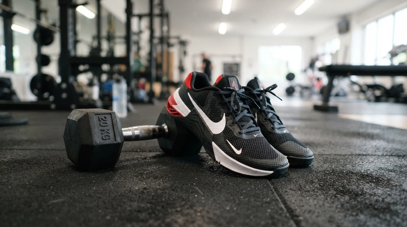 Cross training shoes on gym floor